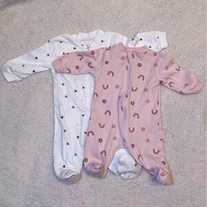George Pink and White One Piece Footies with Polka Dots